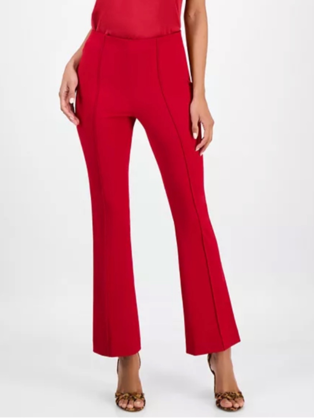 (NWT) Bar III Crepe High-Rise Flared-Leg Pants (Pintuck)